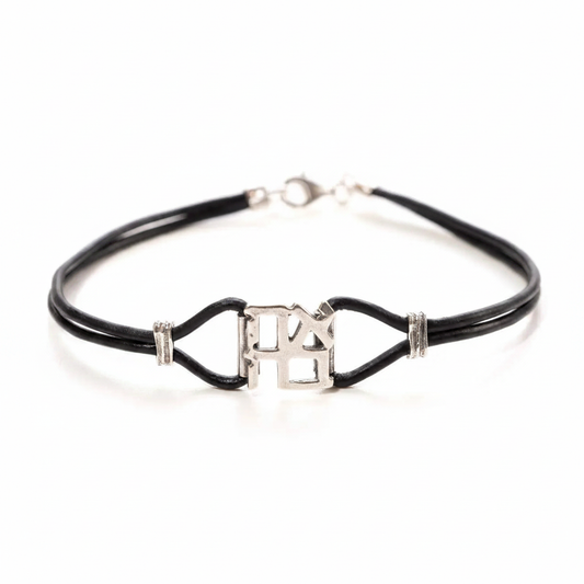 Ahava Leather Bracelet – Silver and Black