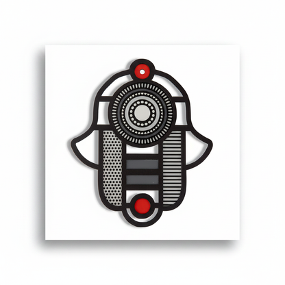 Stained Glass–Style Hamsa Wall Art – Black, Charcoal & Red